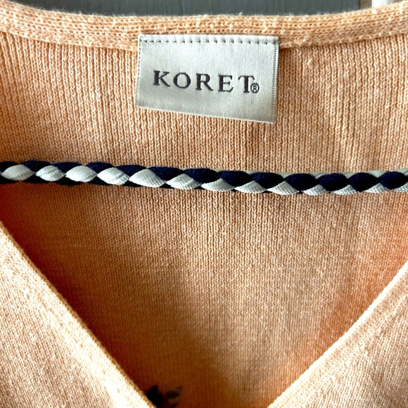 Vintage Koret Cardigan Embroidered Cotton Blend Pearl Button Front - Picture 2 of 6
